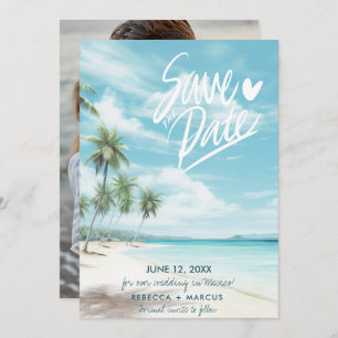 Tropical Beach Foto Wedding Save the Date Einladung