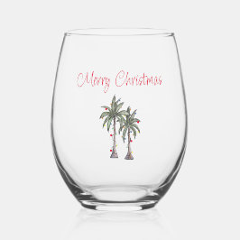 Tropical Beach Frohe Weihnachtspalmen Bäume Weinglas Ohne Stiel