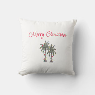 Tropical Beach Frohe Weihnachtspalmen Zeichnend Kissen