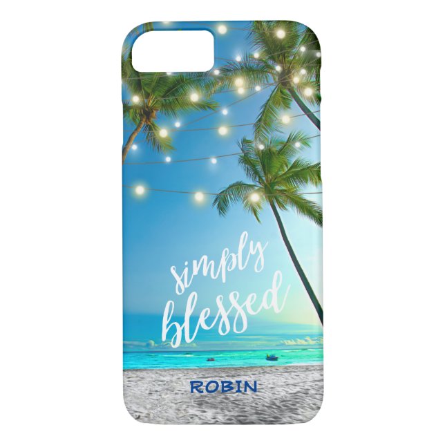 Tropical Beach gesegnet Palmen String Lights Case-Mate iPhone Hülle (Rückseite)