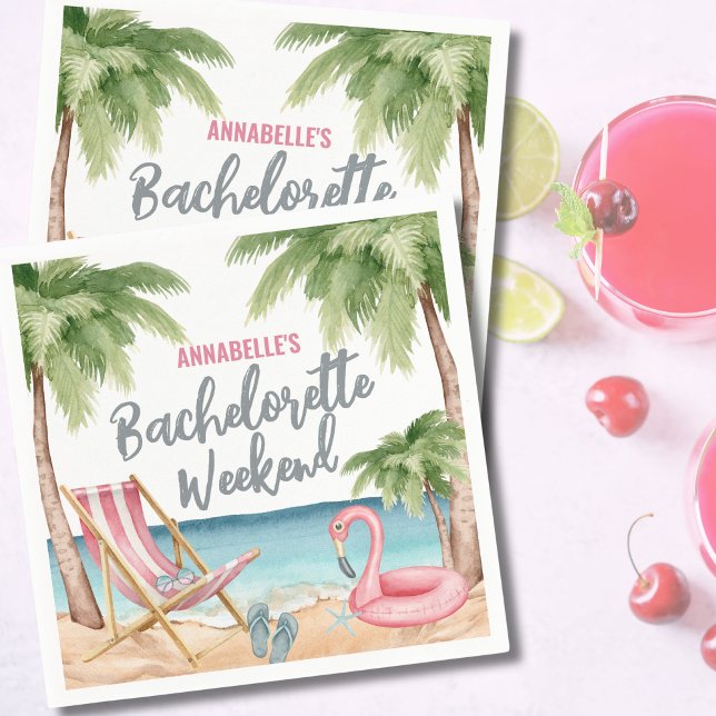 Tropical Beach Girls Weekend Junggeselinnen-Abschi Serviette (Girls Weekend Bachelorette Party Napkins)