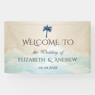Tropical Beach Glitzer Palm Wedge Banner