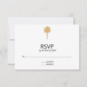 Tropical Beach Gold Palm Tree Hochzeit in Urlaubso RSVP Karte