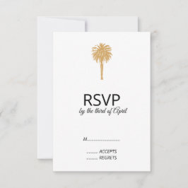 Tropical Beach Gold Palm Tree Hochzeit in Urlaubso RSVP Karte