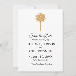 Tropical Beach Gold Palm Tree Hochzeit in Urlaubso Save The Date