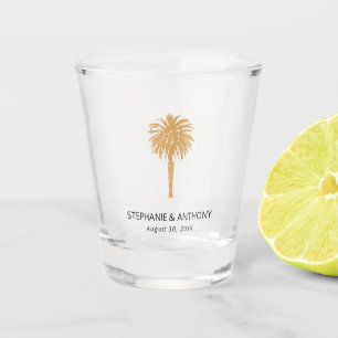 Tropical Beach Gold Palm Tree Hochzeit in Urlaubso Schnapsglas