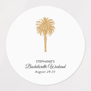 Tropical Beach Gold Palm Zielort Bachelorette Etiketten