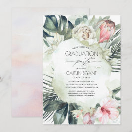 Tropical Beach Green und Blume Abschluss Einladung
