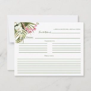 Tropical Beach Greenery Pink Floral Recipe Cards Dankeskarte