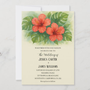 Tropical Beach Hawaiian Hibiskus Wedding Einladung