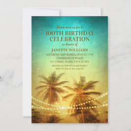 Tropical Beach Hawaiian Themed 100. Geburtstag Einladung