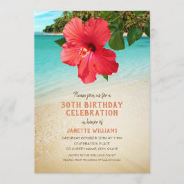 Tropical Beach Hawaiian Themed 30. Geburtstags-Par Einladung