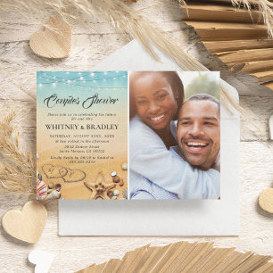 Tropical Beach Heart Foto Paare Dusche Einladung