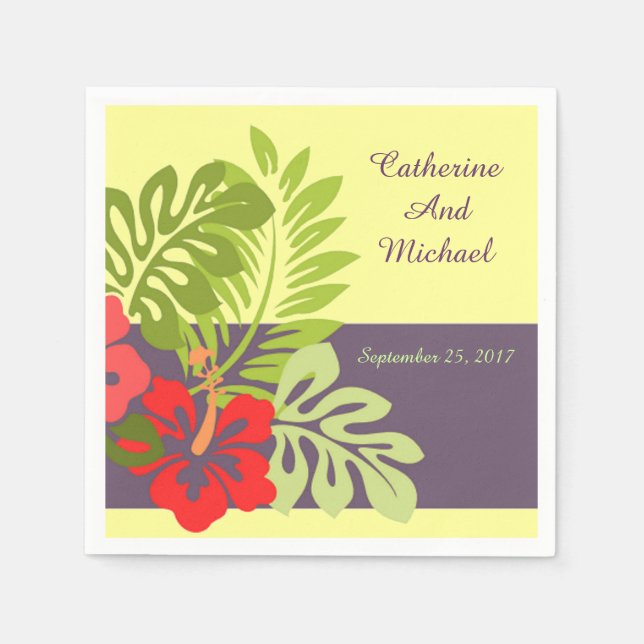 Tropical Beach Hibiskus Blume Wedding Serviette (Vorderseite)