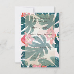 Tropical Beach Hibiskus Palm Blätter Empfang Einladung
