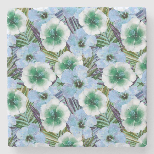 Tropical Beach Hibiskus Steinuntersetzer (Vorderseite)