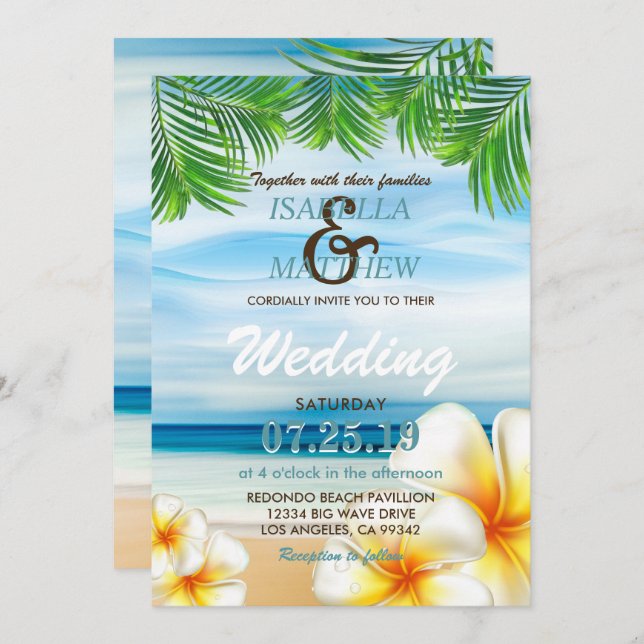 Tropical Beach Hochzeit | Aufforderungen Einladung (Vorne/Hinten)