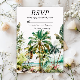 Tropical Beach Hochzeit in Urlaubsort RSVP Karte