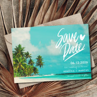 Tropical Beach Hochzeit in Urlaubsort Save the Dat