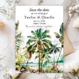 Tropical Beach Hochzeit in Urlaubsort Save The Date
