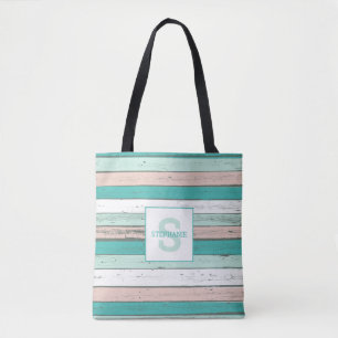 Tropical Beach Hütte Rustic Wood Monogram