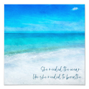 Tropical Beach in Teal Aqua Turquoise Blue Quote Fotodruck