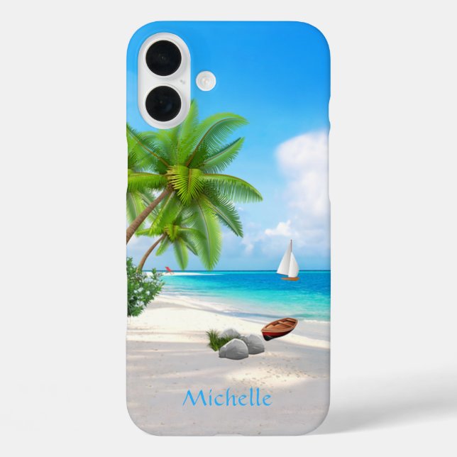 Tropical Beach Individuelle Name Case-Mate iPhone Hülle (Rückseite)
