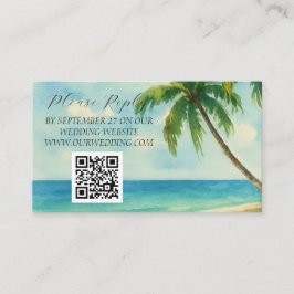 Tropical Beach Island Palm Trees Wedding Begleitkarte