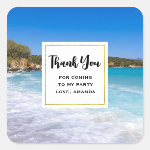 Tropical Beach Island Paradise Party Vielen Dank Quadratischer Aufkleber