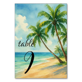 Tropical Beach Island Summer Palm Tree Wedding Tischnummer