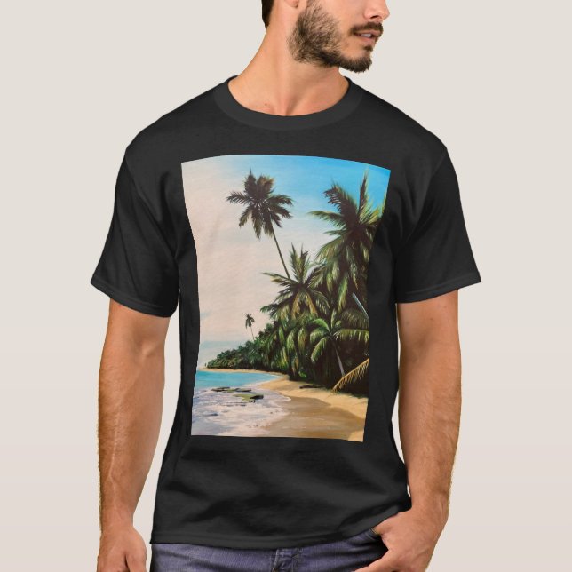 Tropical Beach Jah Sunny Arts Design T-Shirt (Vorderseite)