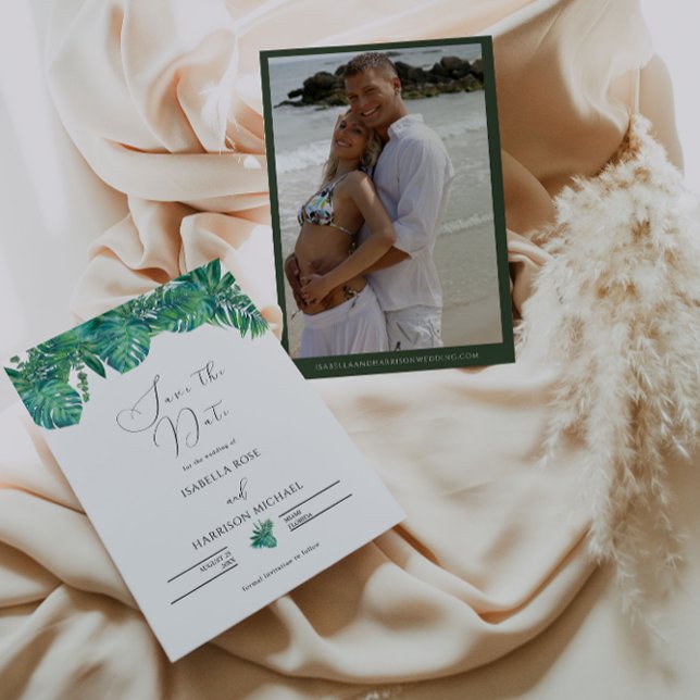 TROPICAL Beach leaf Save the Date Einladung (Von Creator hochgeladen)