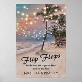 Tropical Beach Lights Flip Flops Hochzeit Poster