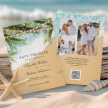 Tropical Beach Lights Foto QR Code Hochzeit