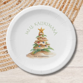 Tropical Beach Mele Kalikimaka Christmas Tree Pappteller