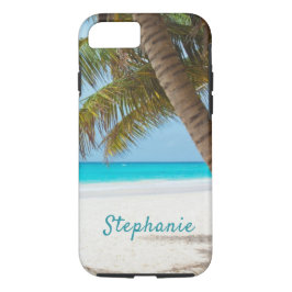 Tropical Beach Monogram Palm Tree Türkis Cool Case-Mate iPhone 14 Plus Hülle