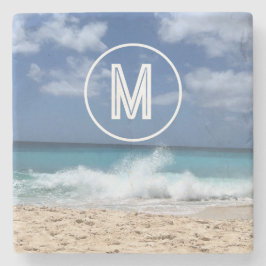 Tropical Beach Monogram Steinuntersetzer