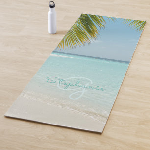 Tropical Beach Monogramed Elegant Palm Tree Yogamatte