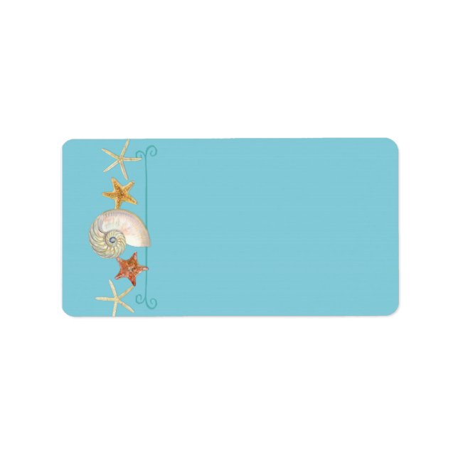 Tropical Beach Muscheln Starfish Nautilus Summer Adressaufkleber (Vorne)
