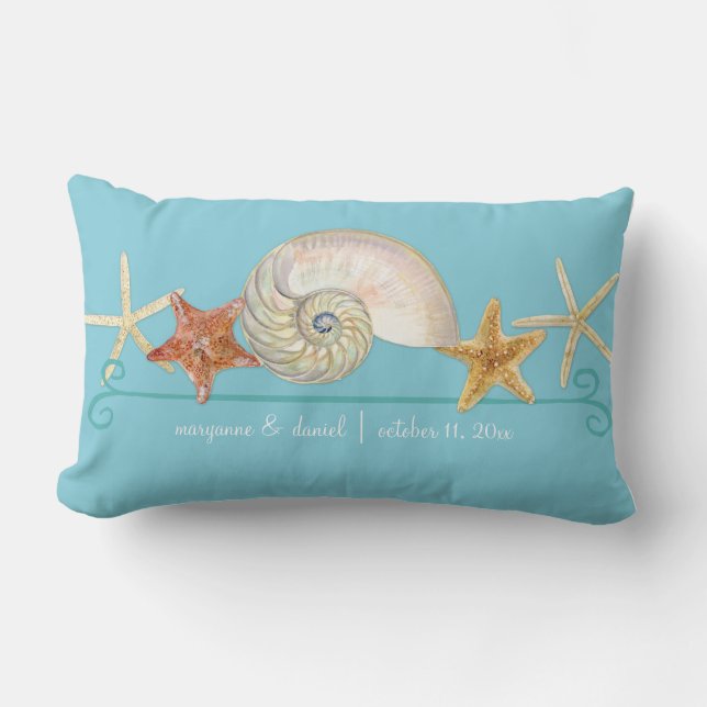 Tropical Beach Muscheln Starfish Nautilus Summer Lendenkissen (Vorderseite)