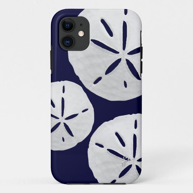 Tropical Beach Navy Blue White Sand Dollars Case-Mate iPhone Hülle (Rückseite)