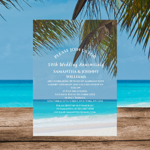 Tropical Beach Ocean 50. Hochzeitstag Einladung