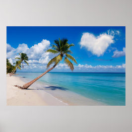 Tropical Beach Ocean Palm Tree Herz Cloud Poster