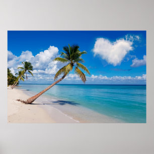 Tropical Beach Ocean Palm Tree Herz Cloud Poster