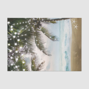 Tropical Beach Ocean Palm Trees & Lights Wedding Seidenpapier