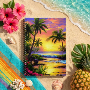 Tropical Beach, Ocean Sunset Notebook Notizblock