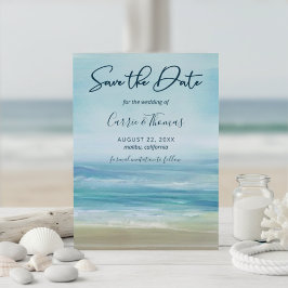 Tropical Beach Ocean Waves Wasserfarbe Save The Date