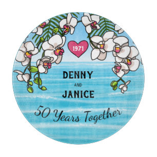 Tropical Beach Orchids, 50 Jahre alt Schneidebrett