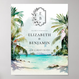 Tropical Beach Palm   Begrüßungsempfang für Monogr Poster