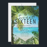 Tropical Beach Palm Blätter Summer Island Sweet 16 Einladung<br><div class="desc">für jedes Ereignis anpassen</div>